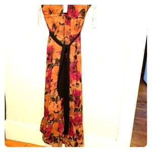 Floor length floral dress with bow belt-Elle-NWT